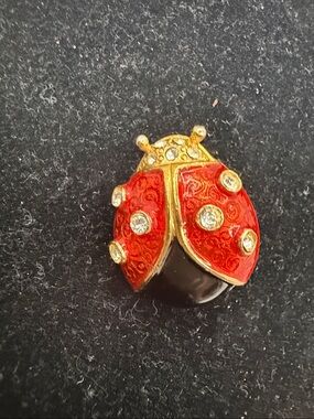 Gold-Tone Red Ladybug Enamel & Crystal Brooch - Women Jewelry